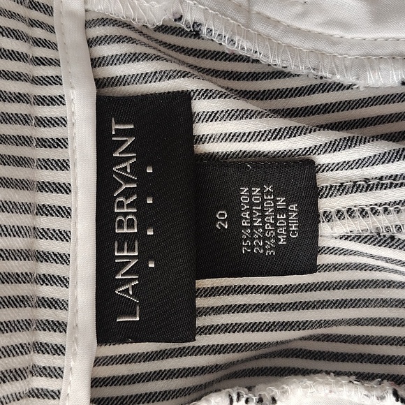 Lane Bryant Striped Pants Size 20 Black And White Stripe Cuffed Hem With Pockets - Picture 5 of 6